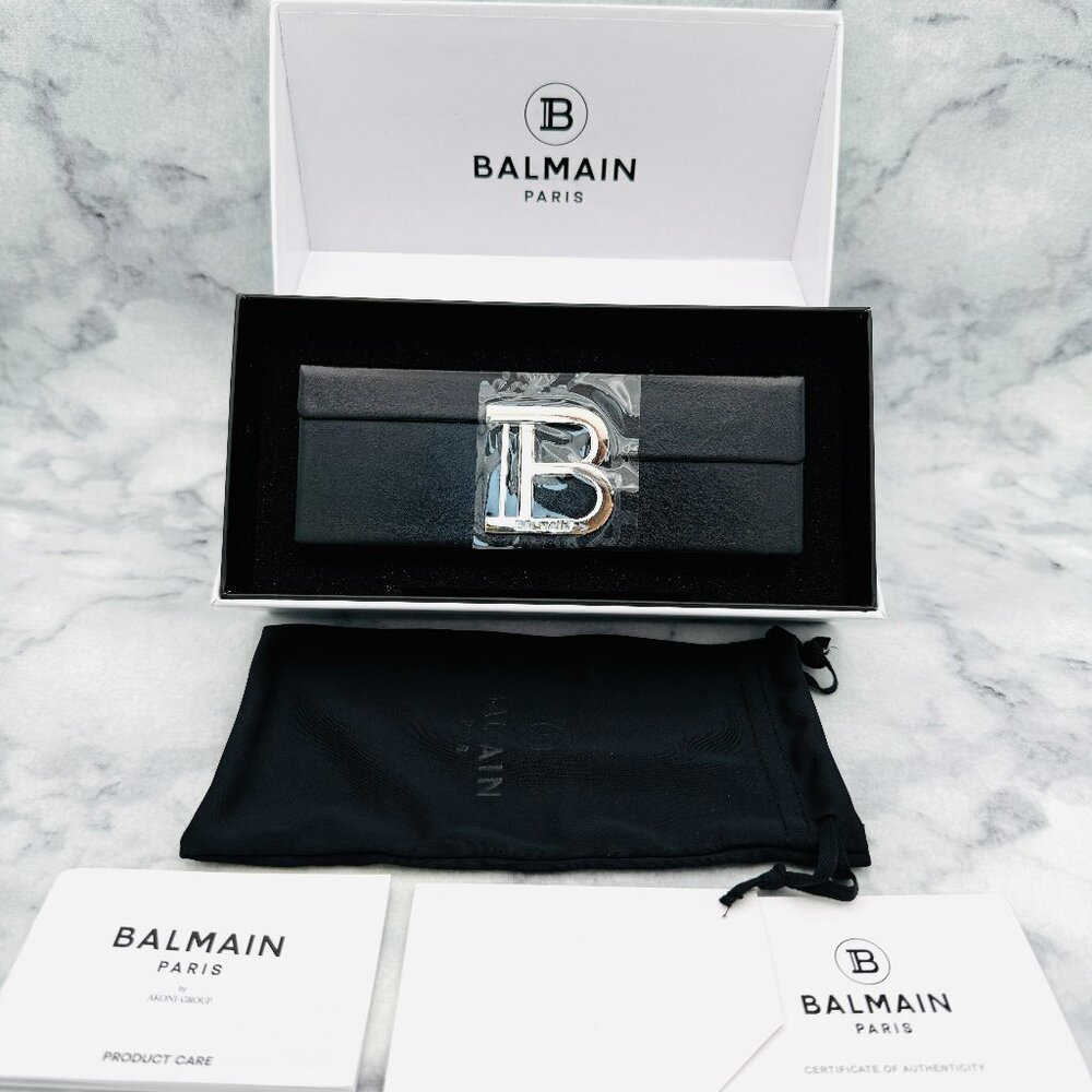 Balmain Sunglasses Case,White Box,Black Hard Case,Soft Black Drawstring Bag,Card
